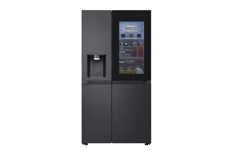 628L InstaView™ Side-By-Side Fridge Freezer, Essence Black Steel