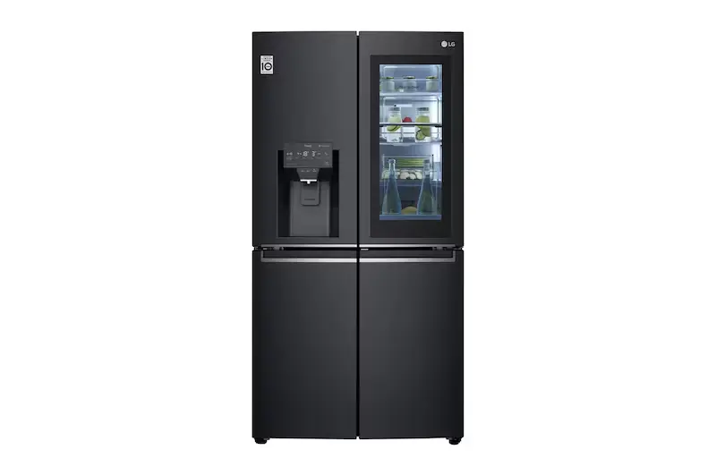 638L InstaView™ American Style Fridge Freezer Matte Black Total No Frost